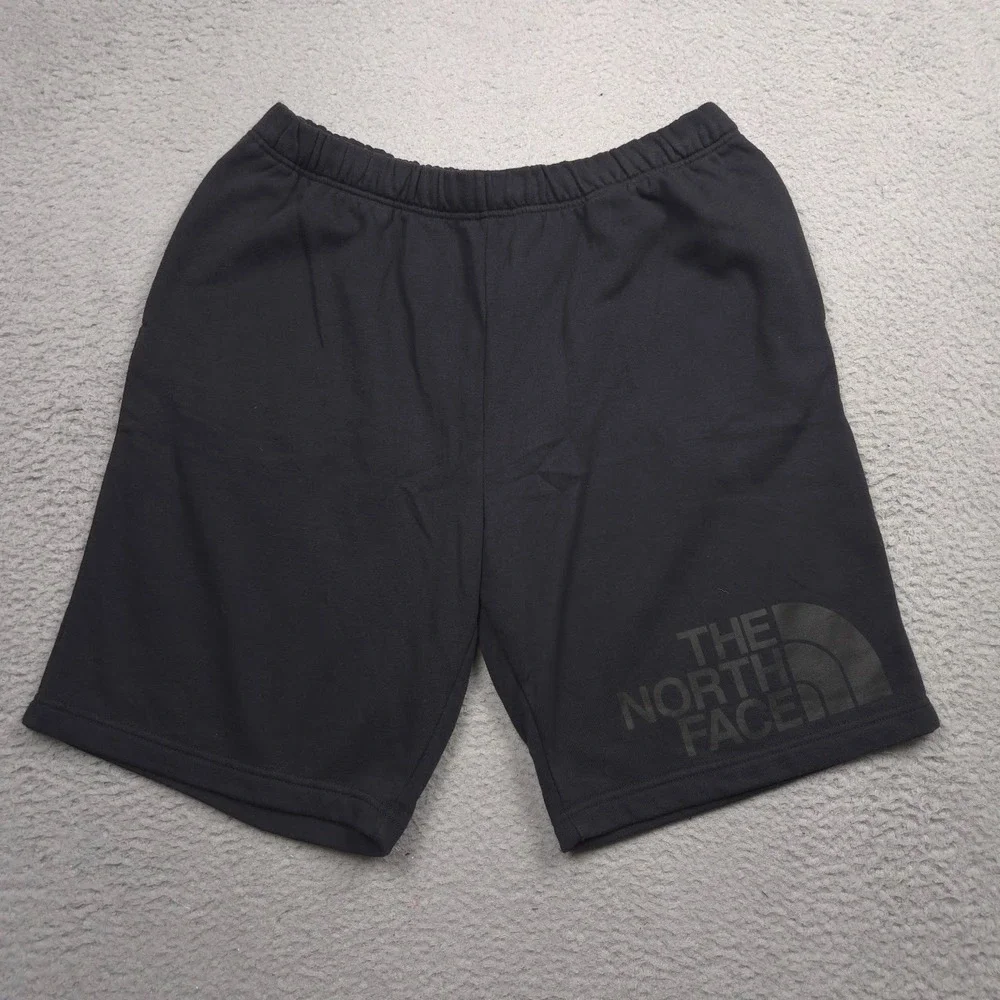 The North Face Men XL Black Fleece Sweat Shorts Big Half Dome Logo Drawstring